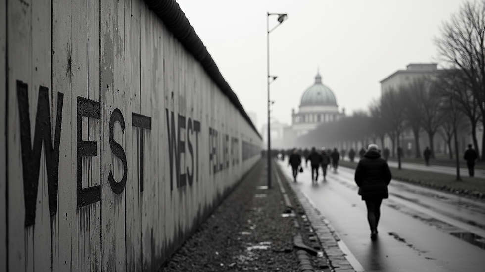 Eye-level view of the Berlin Wall during its fall