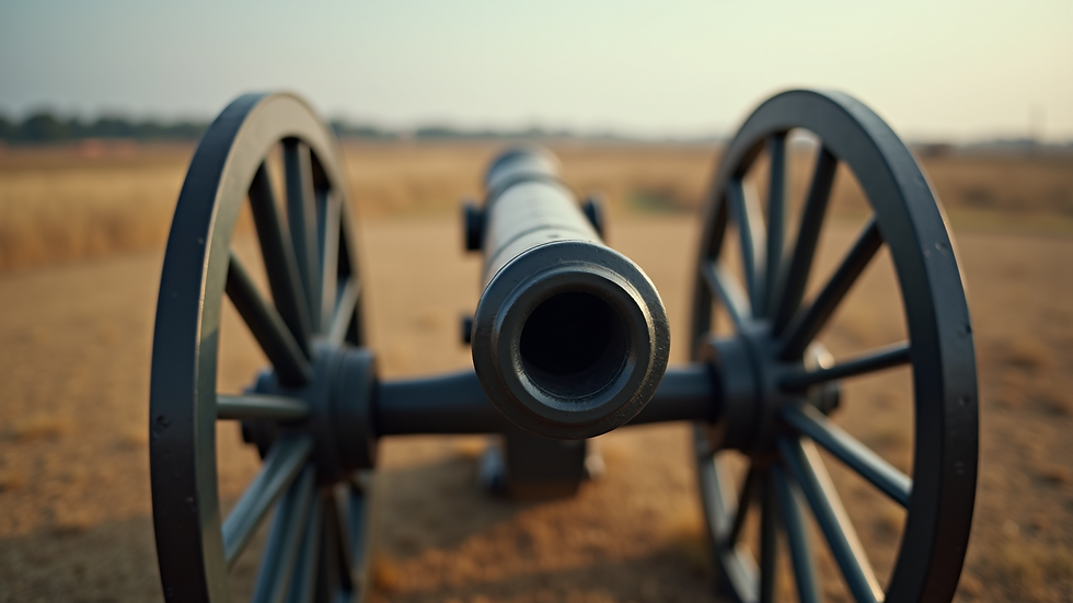 Close-up view of a Civil War-era cannon on display