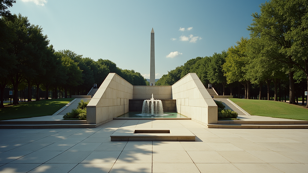 Eye-level view of the John F. Kennedy Memorial in Dallas, Texas