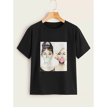 Shein Audrey Hepburn and Marilyn Monroe Graphic T-shirt