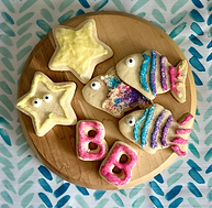 colorful image of underwater themed sugar cookies