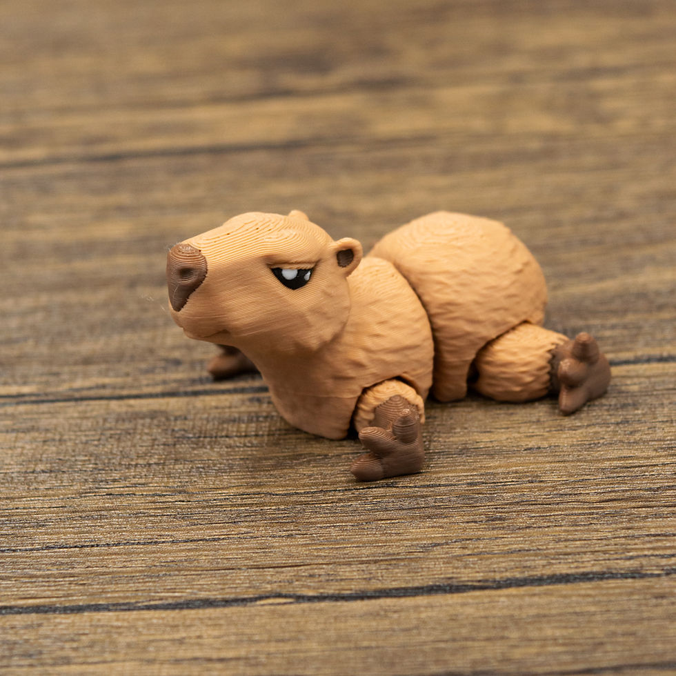 Thumbnail: Side view of articulated capybara model in crouched position.