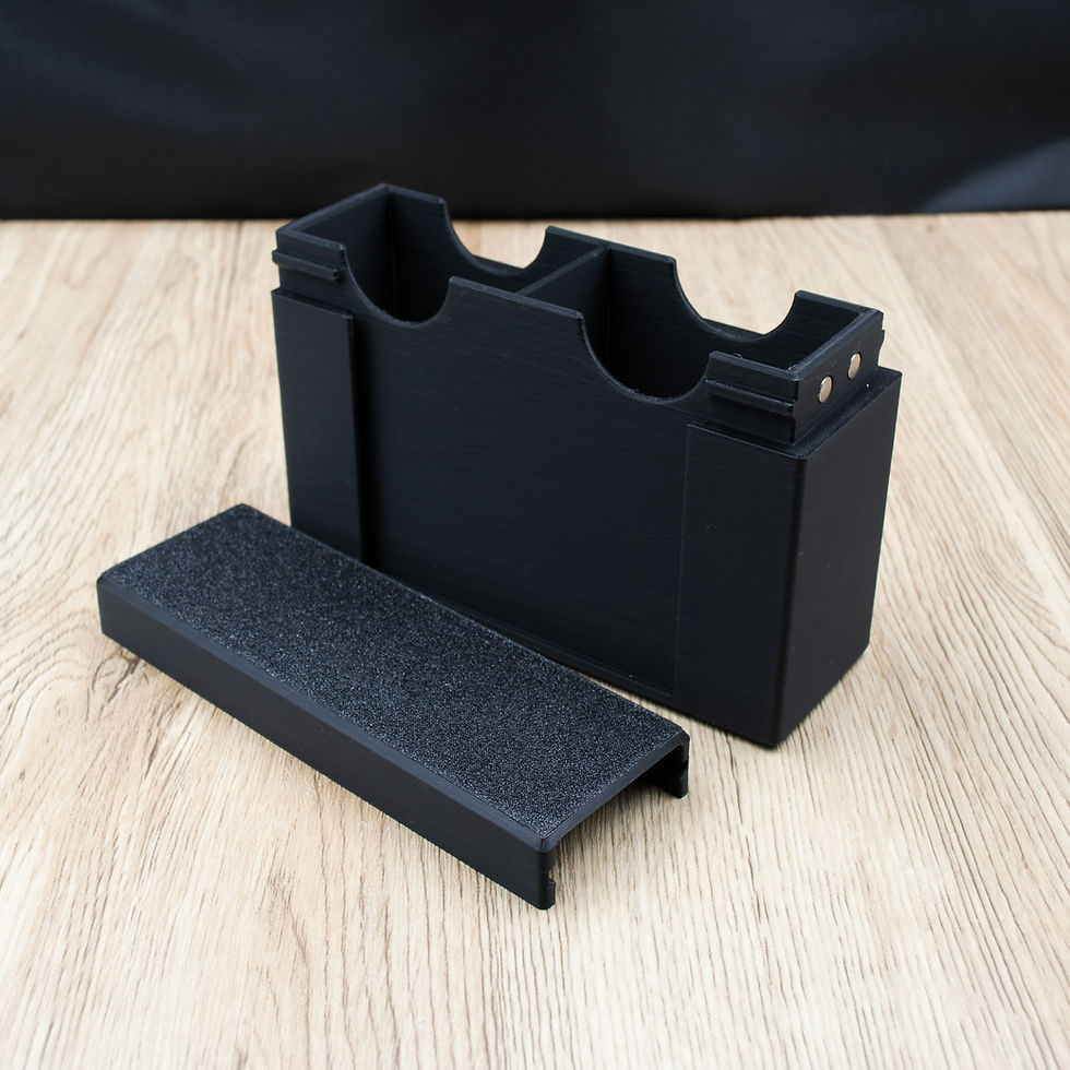 Thumbnail: Slim deck box with lid partially removed to show opening mechanism