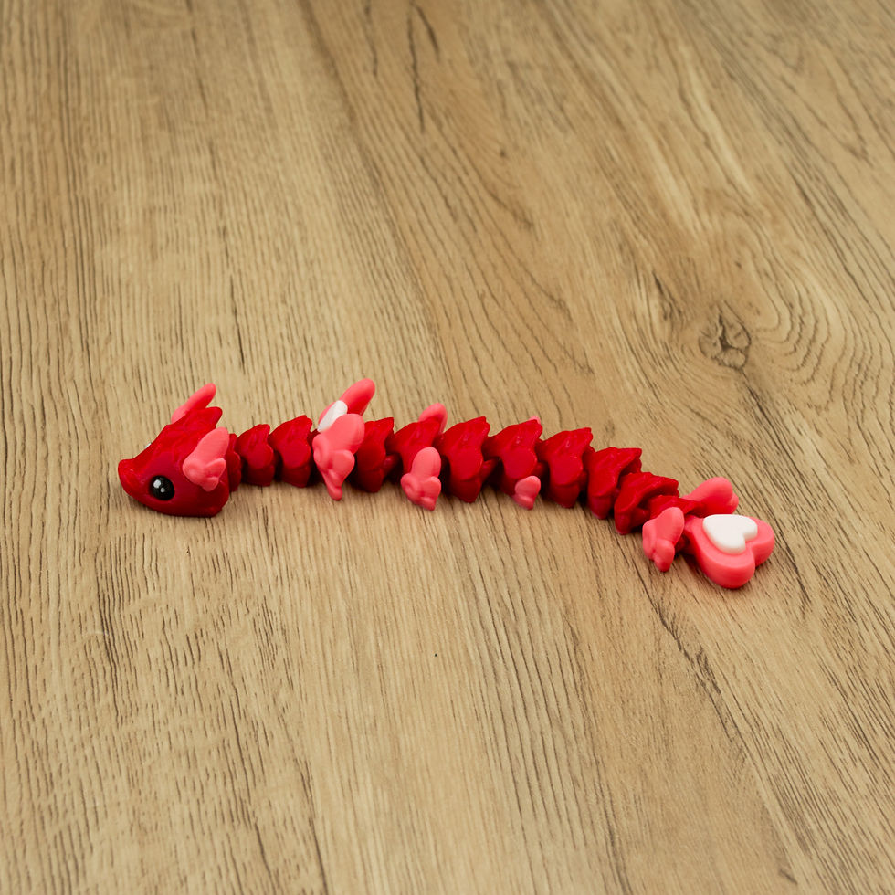 Thumbnail: Cute Baby Red & Pink Valentine's Flexi Snake | 3D Printed Flexible Model
