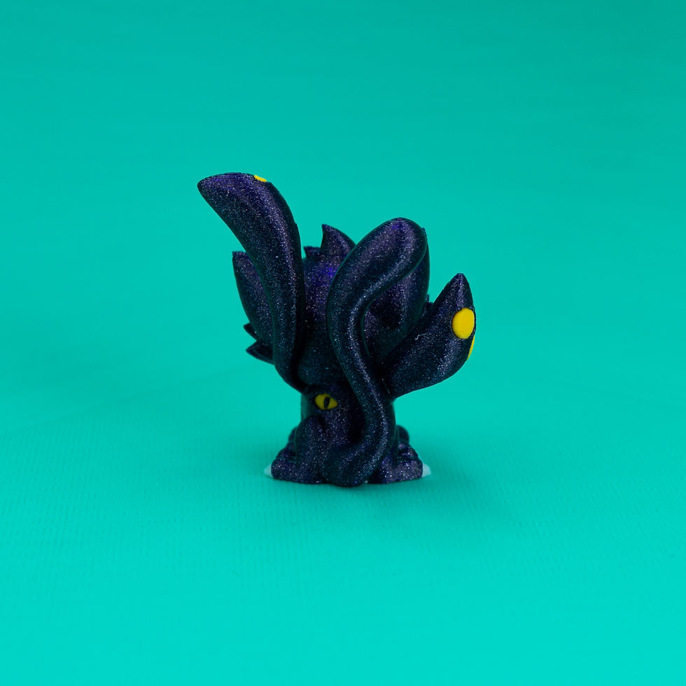 Thumbnail: Back view of 3D printed displacer beast in dark glitter finish