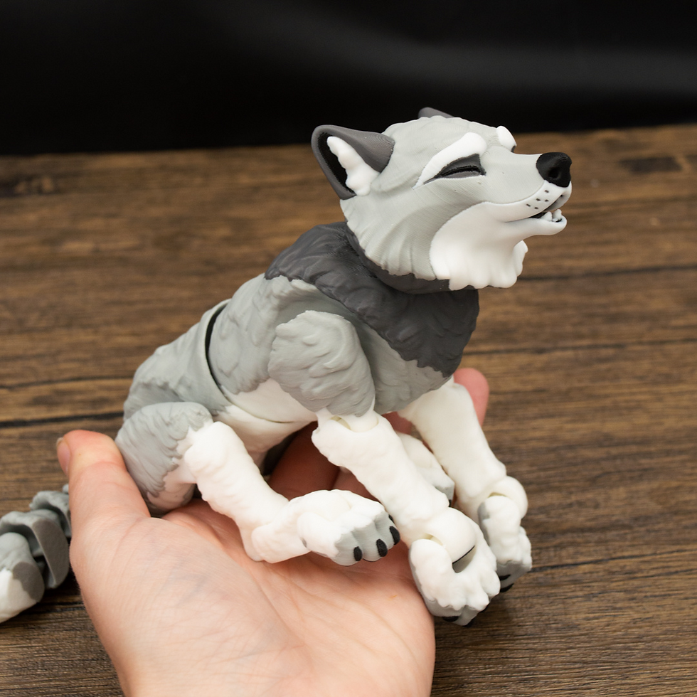 Thumbnail: Grey wolf model resting on a hand, showing size and detailed features.
