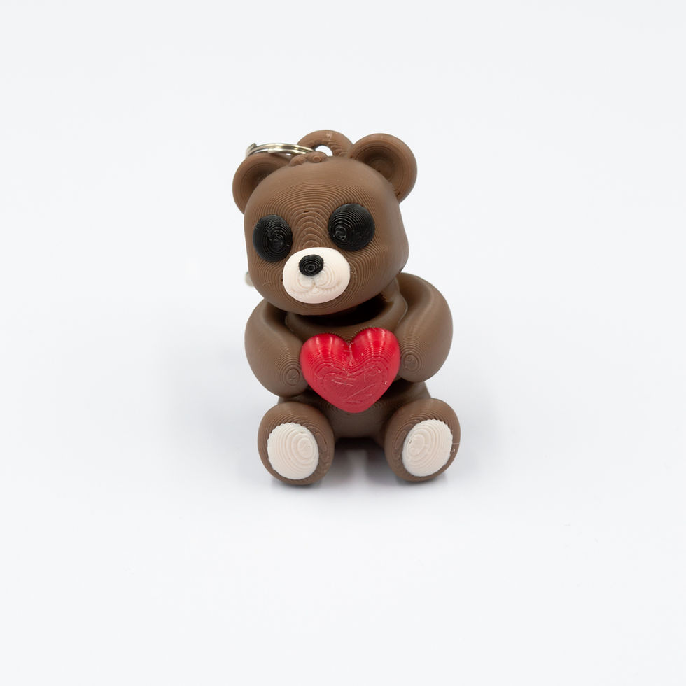 Thumbnail: Bear Keyring | 3D Printed Dark Brown Bear Holding Red Heart