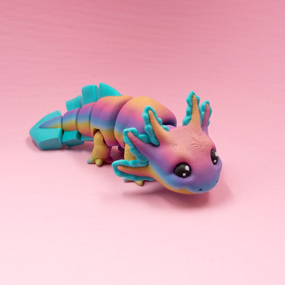 Thumbnail: Baby Axolotl | 3D Printed Pastel Articulated Flexi Model or Keyring