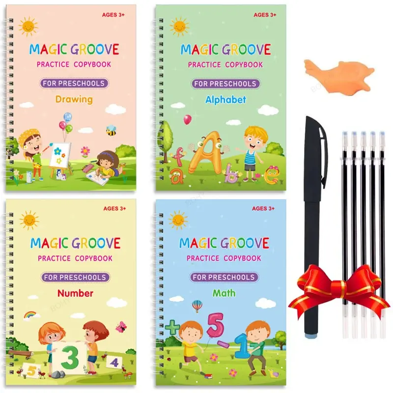 Thumbnail: Montessori Learning Books Set - 4 Sketchbook & Calligraphy Books for Kids