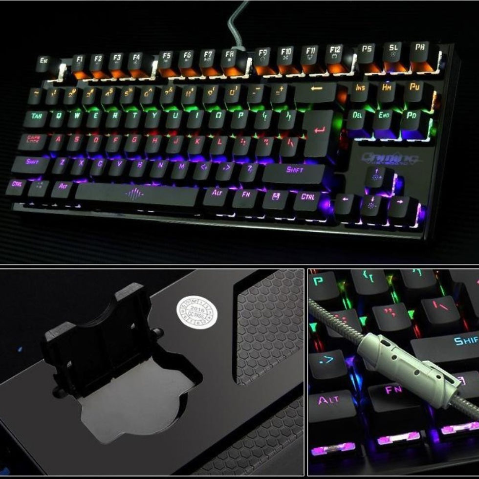 Thumbnail: Gaming Keyboard Mechanical 26 Keys USB Wired Anti Ghosting RGB LED Backlit Ergon