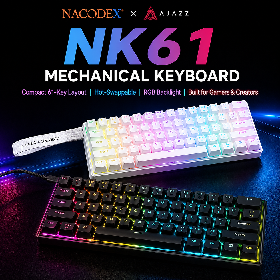 Thumbnail: AJAZZ NK61 Wired Mechanical Keyboard 61 Keys 60% Compact  Hot Swappable Red Swit