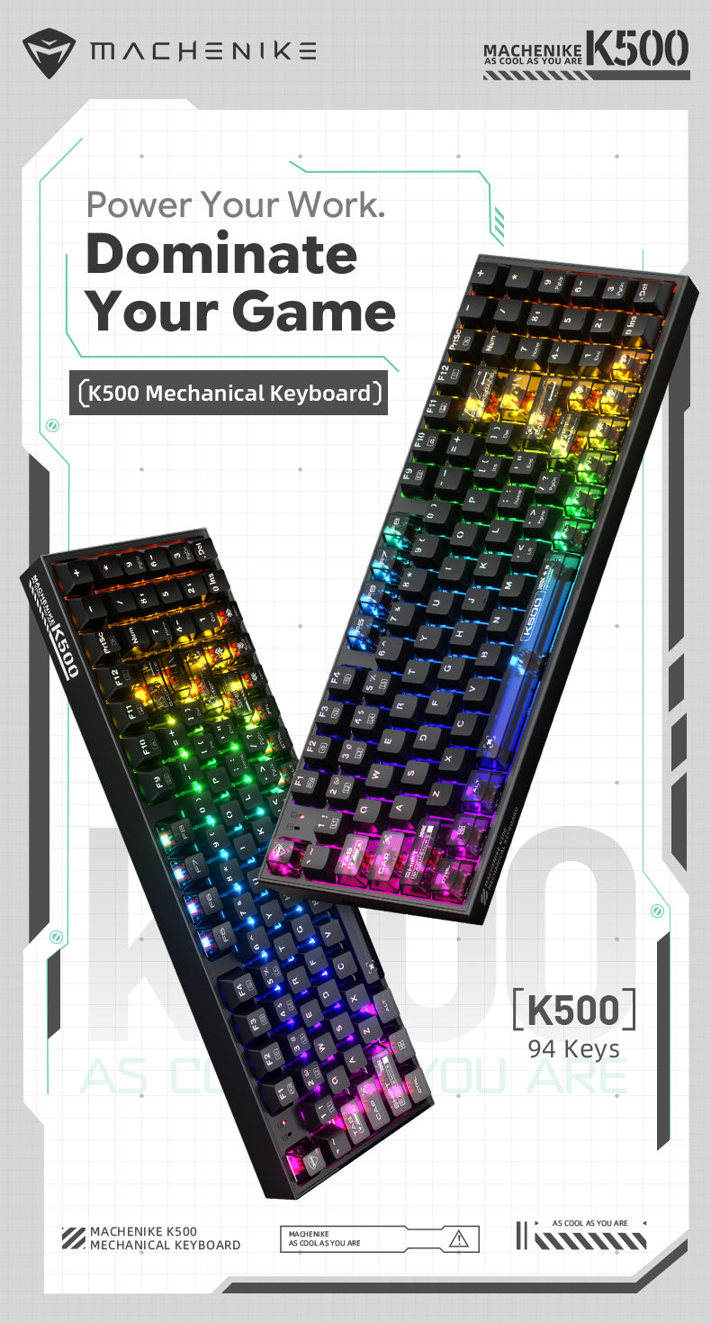 Thumbnail: MACHENIKE K500 Mechanical Keyboard Wired Gaming Keyboard K500-B94 Hot Swappable 