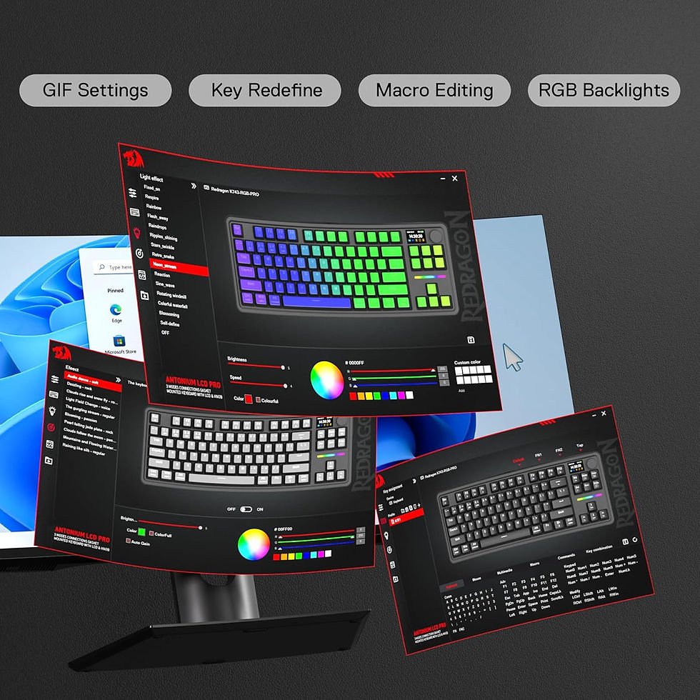 Thumbnail: Redragon GB 80% Gasket RGB Gaming Keyboard w/Hype 1.14inch TFT Screen & Knob, 84
