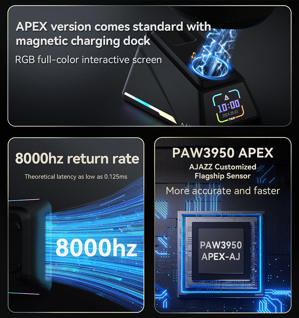 Thumbnail: Ajazz AJ179 Apex PAW3950 Wireless Gaming Mouse with RGB Charging Dock, Computer 