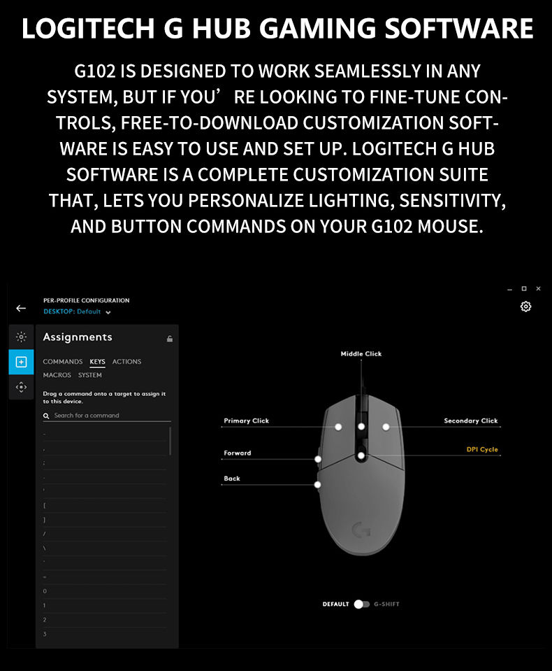 Thumbnail: Logitech G102 Wired Gaming Mouse LIGHTSYNC RGB 8000 DPI 6 Programmable Buttons f