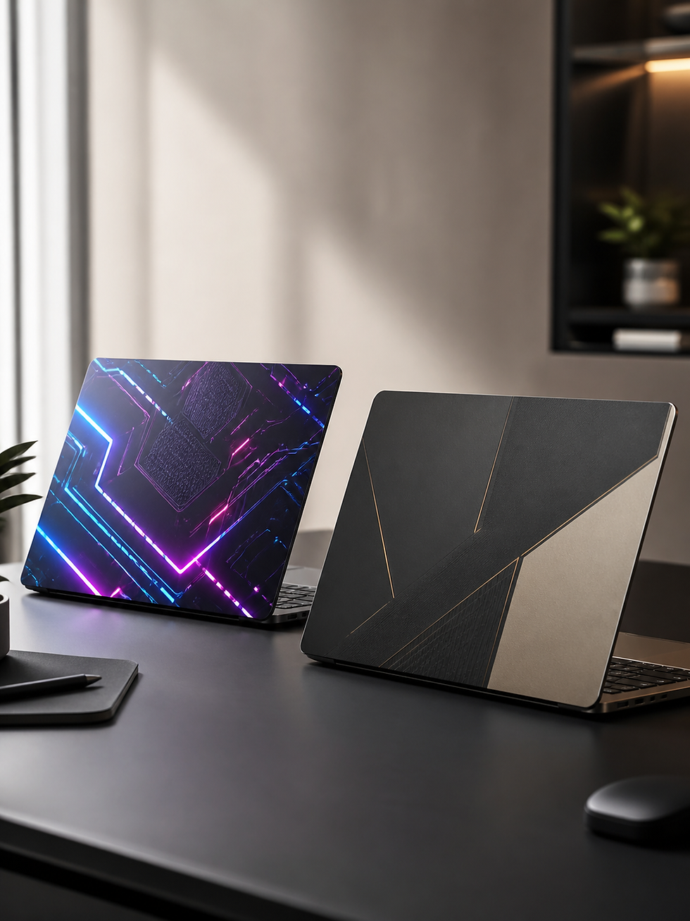Precision laptop skin cut using MobiCare Skin plotter software — custom full-body device wrap