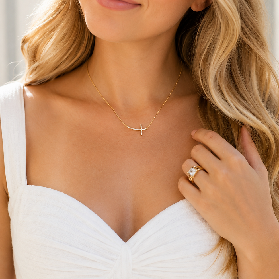 Thumbnail: Shiny Side Cross Necklace