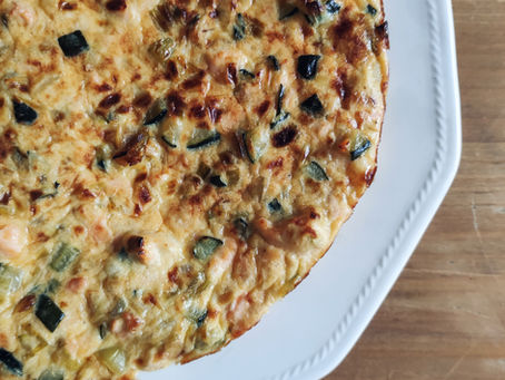 Fritatta de salmón, puerro y calabacín