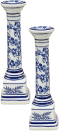 Blue & White Floral Candlesticks