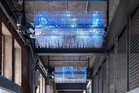 Fibre-optic Colonnade Car Wash, New Zealand Art, Kinetic Art, Light Art, Contemporary Art, Eddie Clemens, Sculpture, Wellington, 