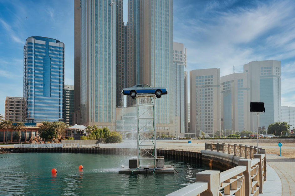 Public Art Abu Dhabi Biennial, Sculpture, UAE, New Zealand, Contemporary Art, Public Sculpture, Eddie Clemens, Cognitive Reorientation Dodge Monaco, Art