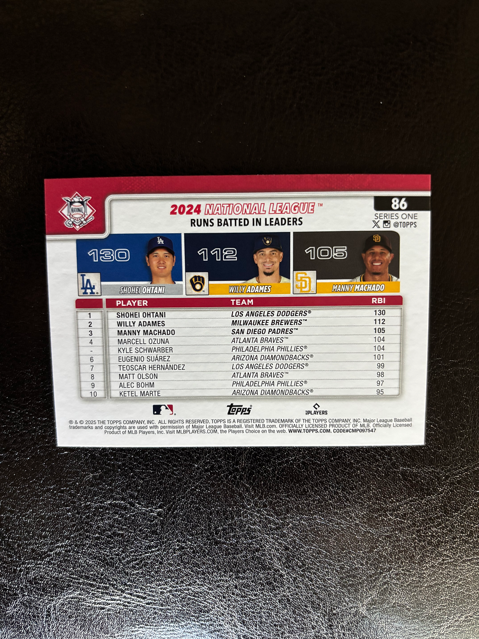Thumbnail: 2025 Topps NL RBI Leaders (Ohtani) #86, Near Mint Condition
