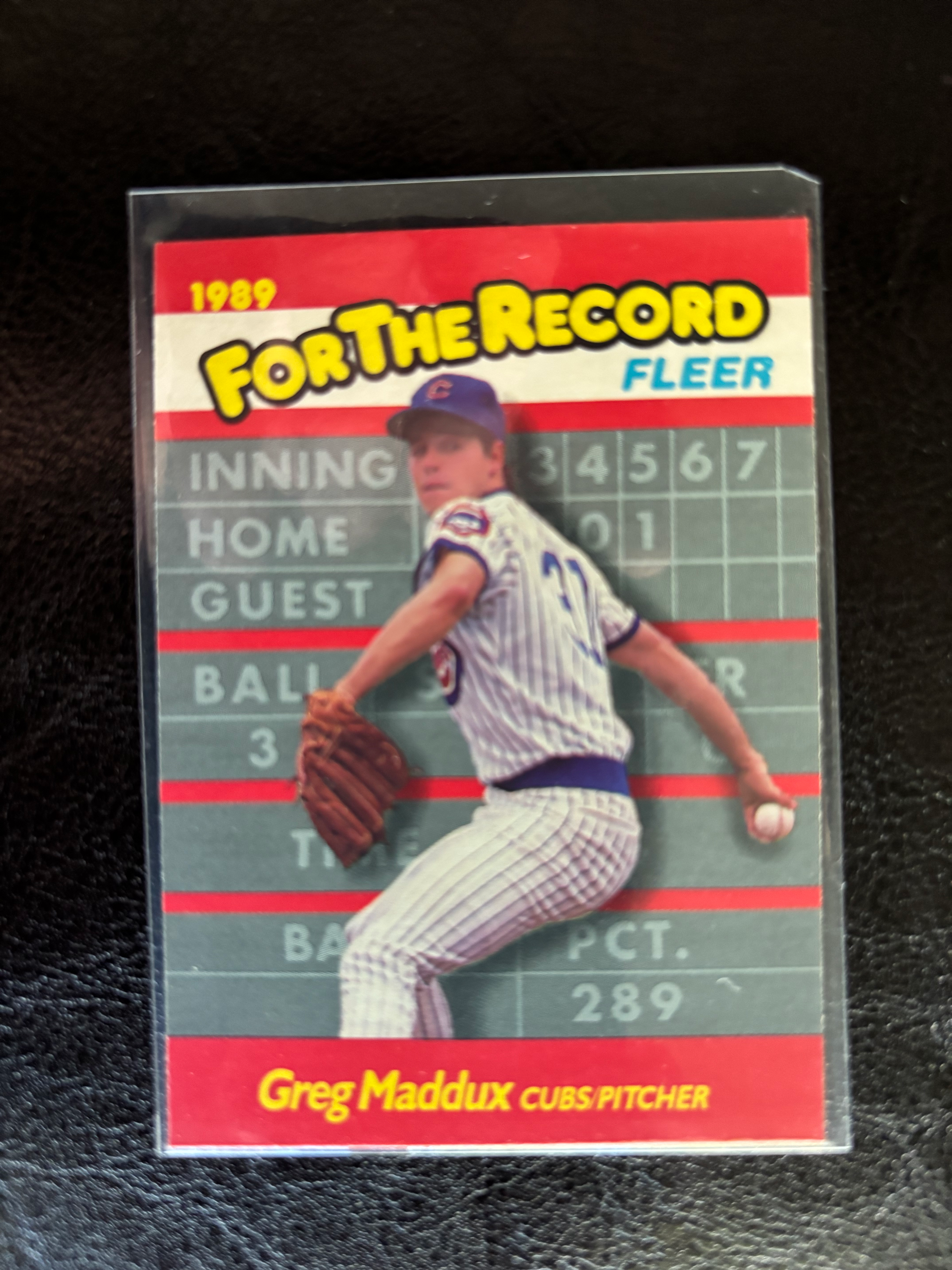 1989 Fleer "For the Record" Greg Maddux #5, Near Mint Condition