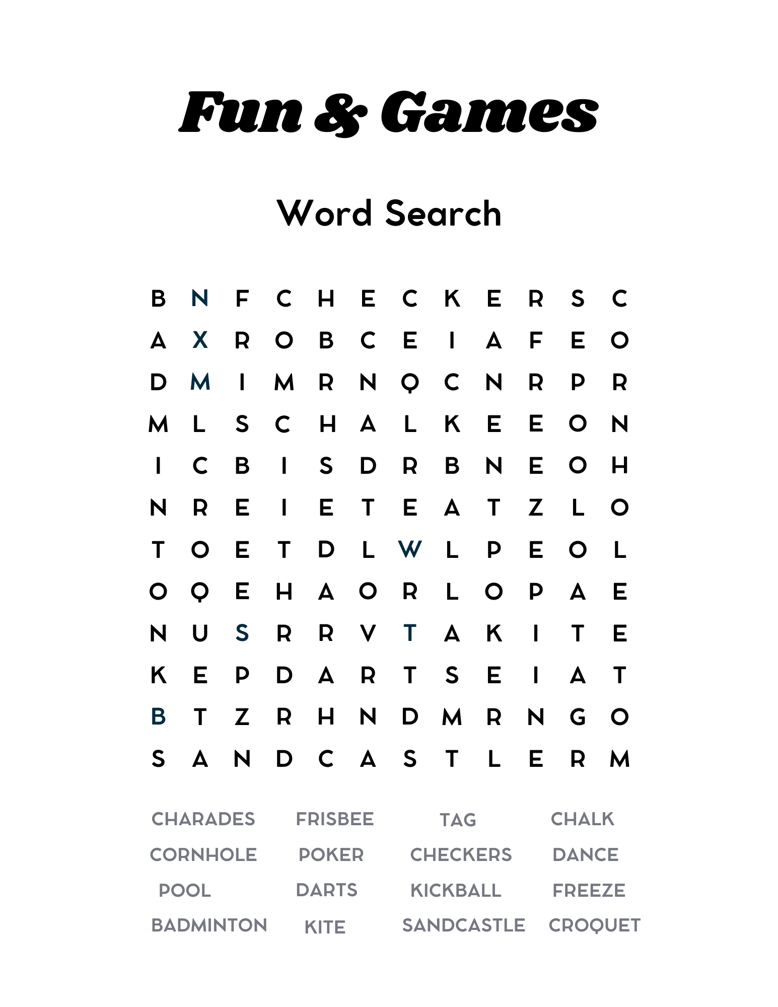 Fun & Games Word Search