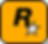 Black "R" with a white star in a yellow square, forming a simple logo design. No other elements or emotions are depicted. Rockstar Games Logo.