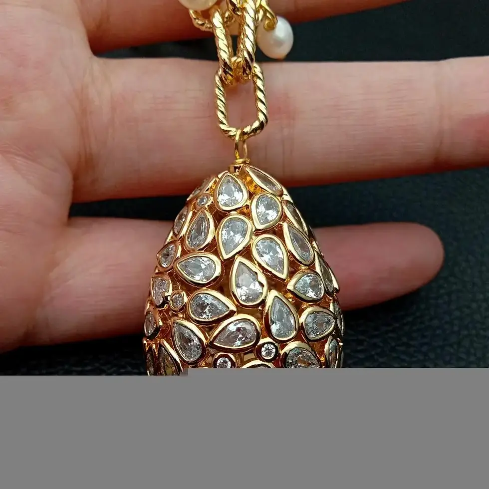 Radiate elegance with our Teardrop Pendant White Pearl Yellow Gold Plated Chain Necklace, a stunning piece.