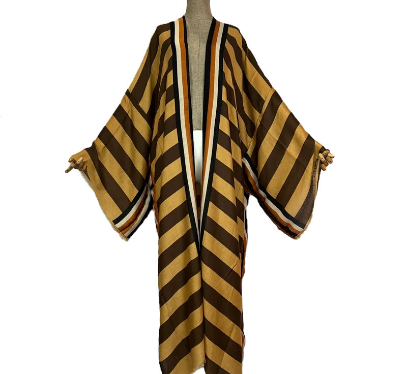 Thumbnail: Boho Stripe Kimono Beach Swimwear Cover-up/ Swimwear Add-ons