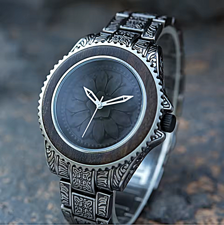 Thumbnail: Lotus Flower Stainless Steel / Wood AL072-22