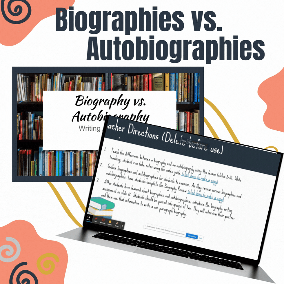 Thumbnail: Autobiography vs. Biography Digital Lesson Plan and Activity