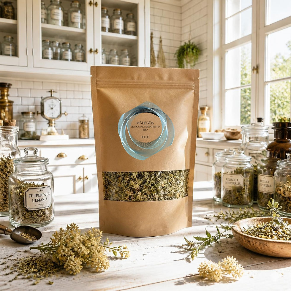 Bio Mädesüßkraut geschnitten – 100 % Naturrein Aromatisches Bio-Mädesüßkraut geschnitten im Kraftpapier-Aromabeutel