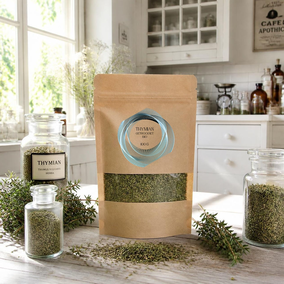 Aromatischer Bio-Thymian getrocknet im Kraftpapier-Aromabeutel von Lichtkindel Allerlei