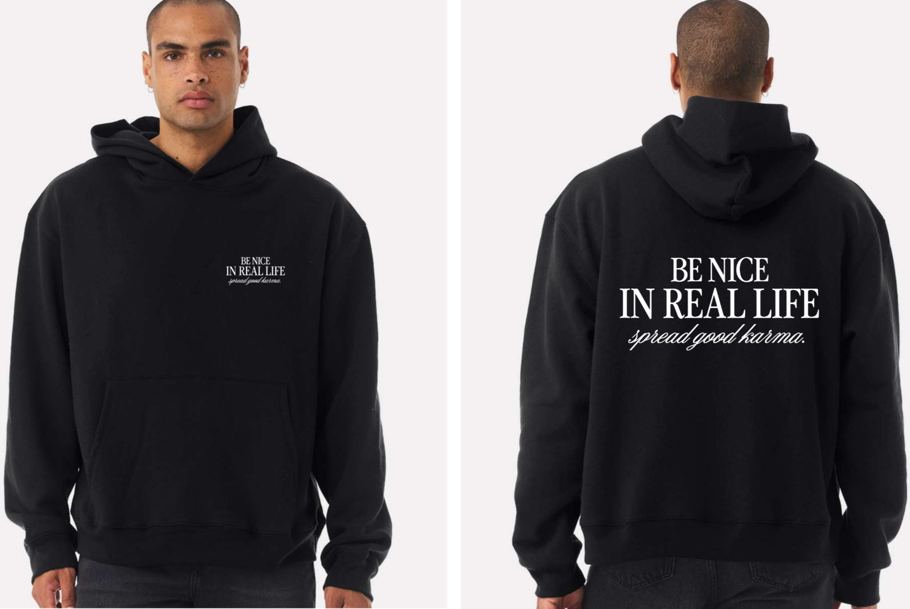 'BE NICE IN REAL LIFE' // unisex hoodie // black