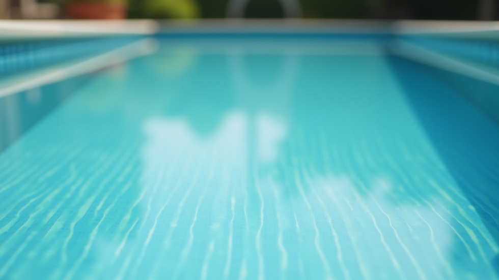 Close-up view of a clean fiberglass pool surface with clear water