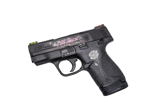 Smith & Wesson M&P9 Shield CA Legal with custom engraved roses. | Angle ...