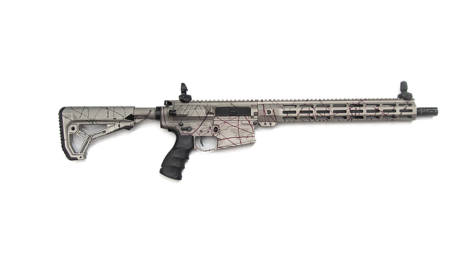 308 AR10 Shimmering Aluminum and Black Cherry Cerakote