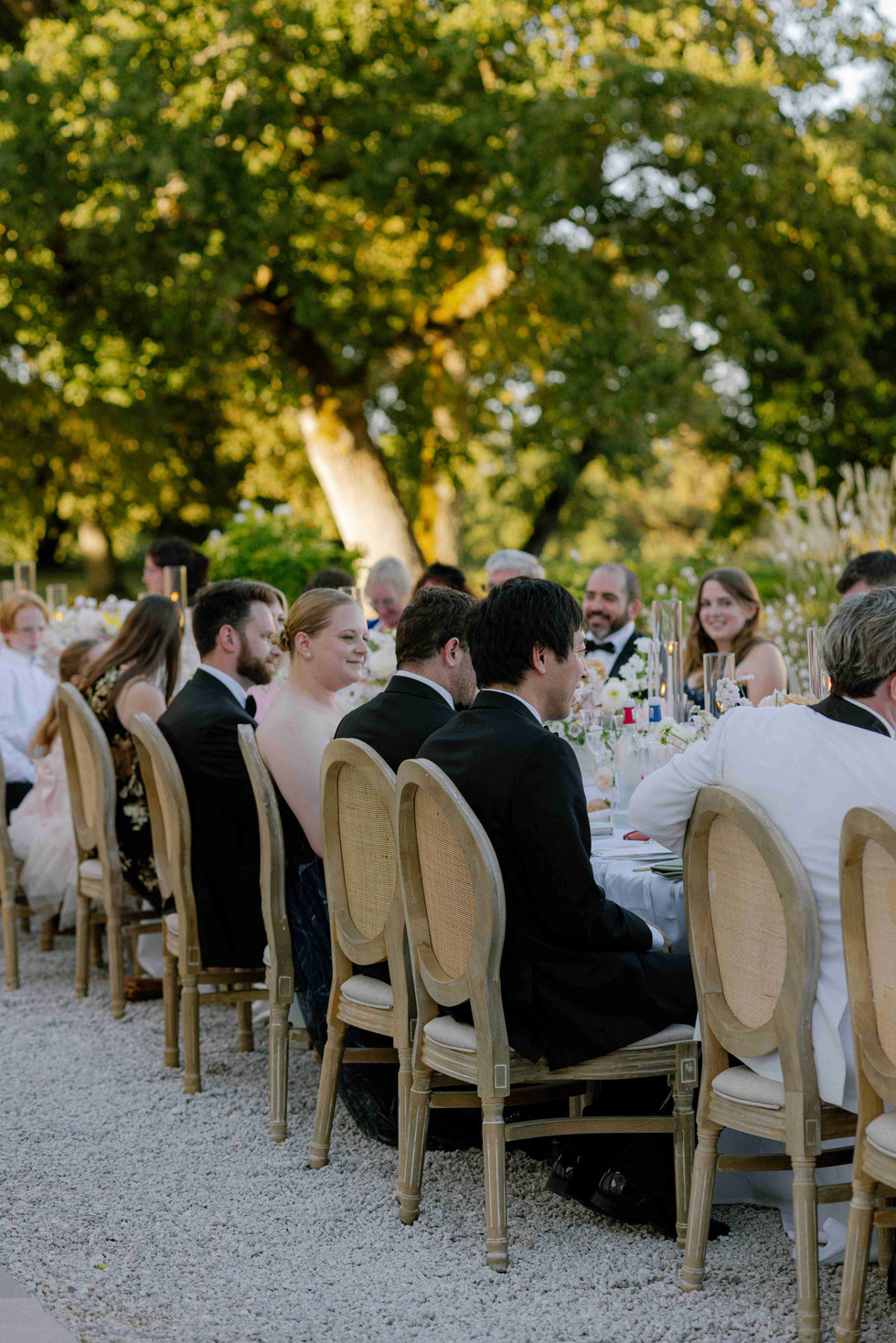 Outdoor wedding dinner