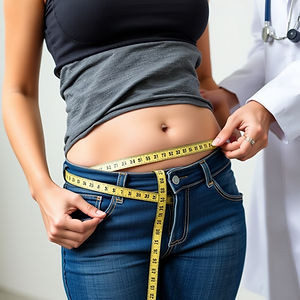 a woman who is having her waist measured by a doctor for a weight loss program.jpg