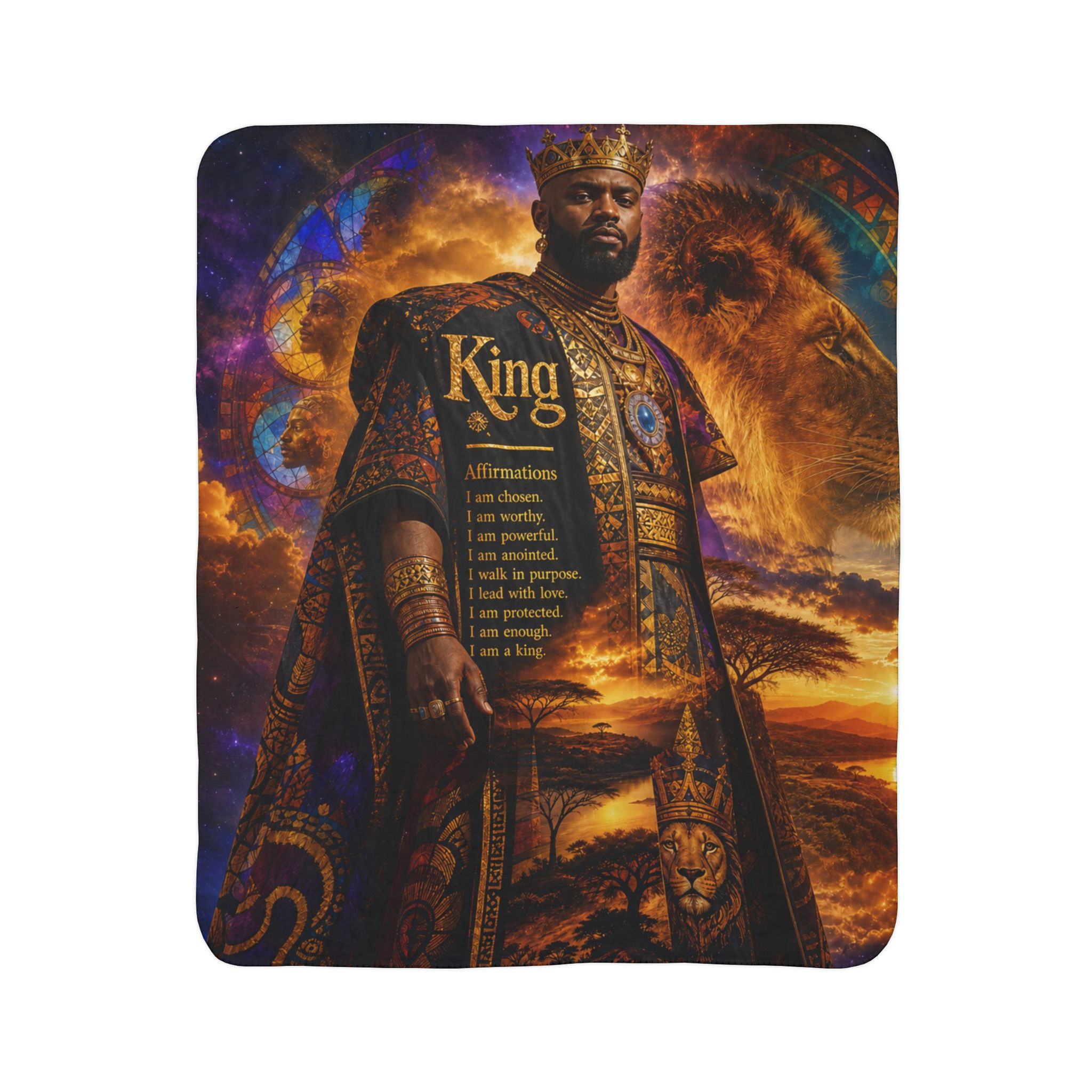 King Affirmations Fleece Sherpa Blanket