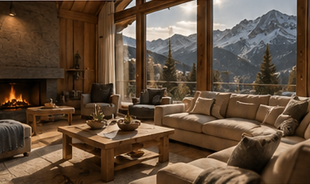 High-end chalet living room in the French Alps