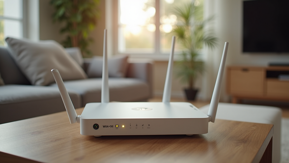 High angle view of a Wi-Fi router secured in a modern living room