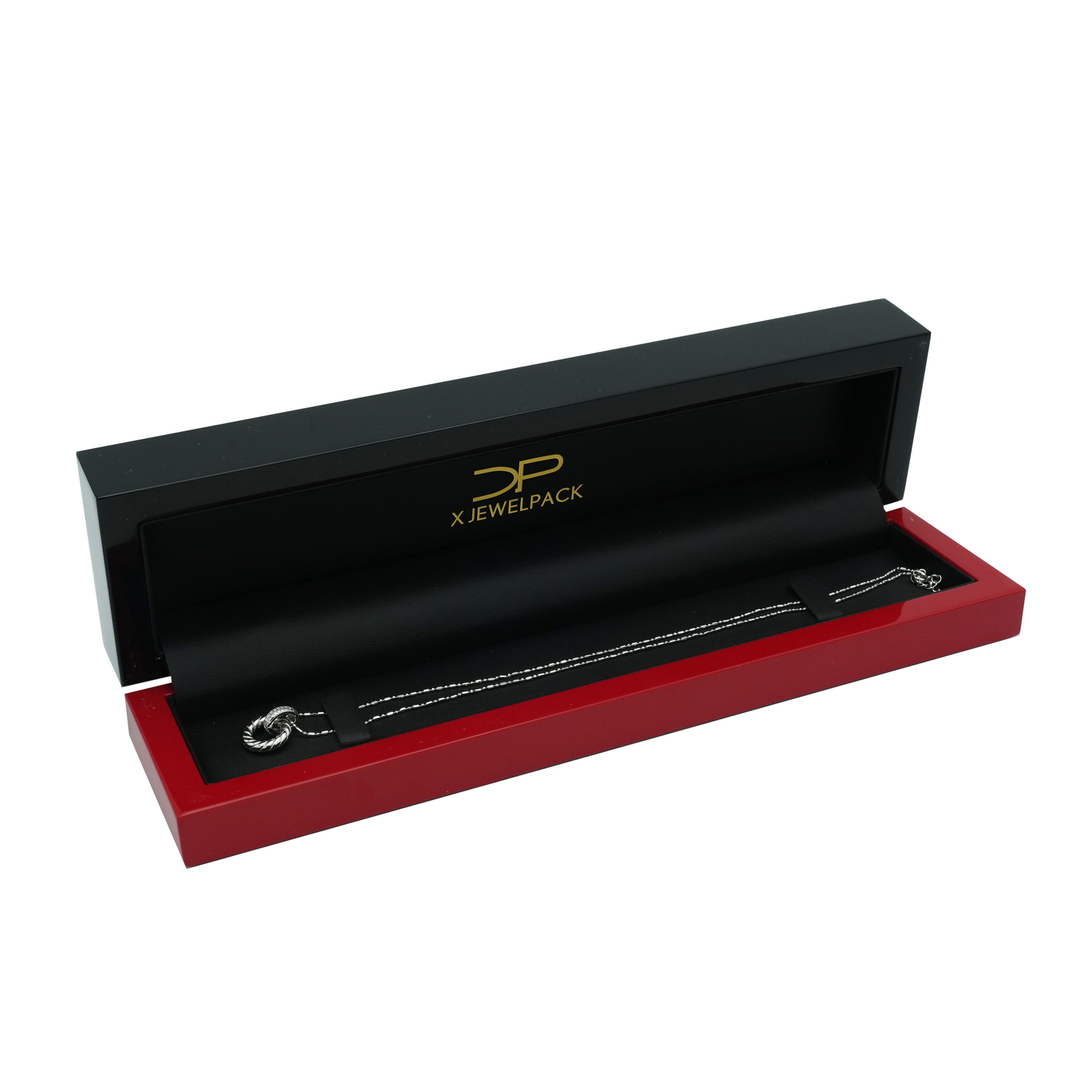 Glossy Wood Jewelry Box for Rings for bracelet，Black/Red