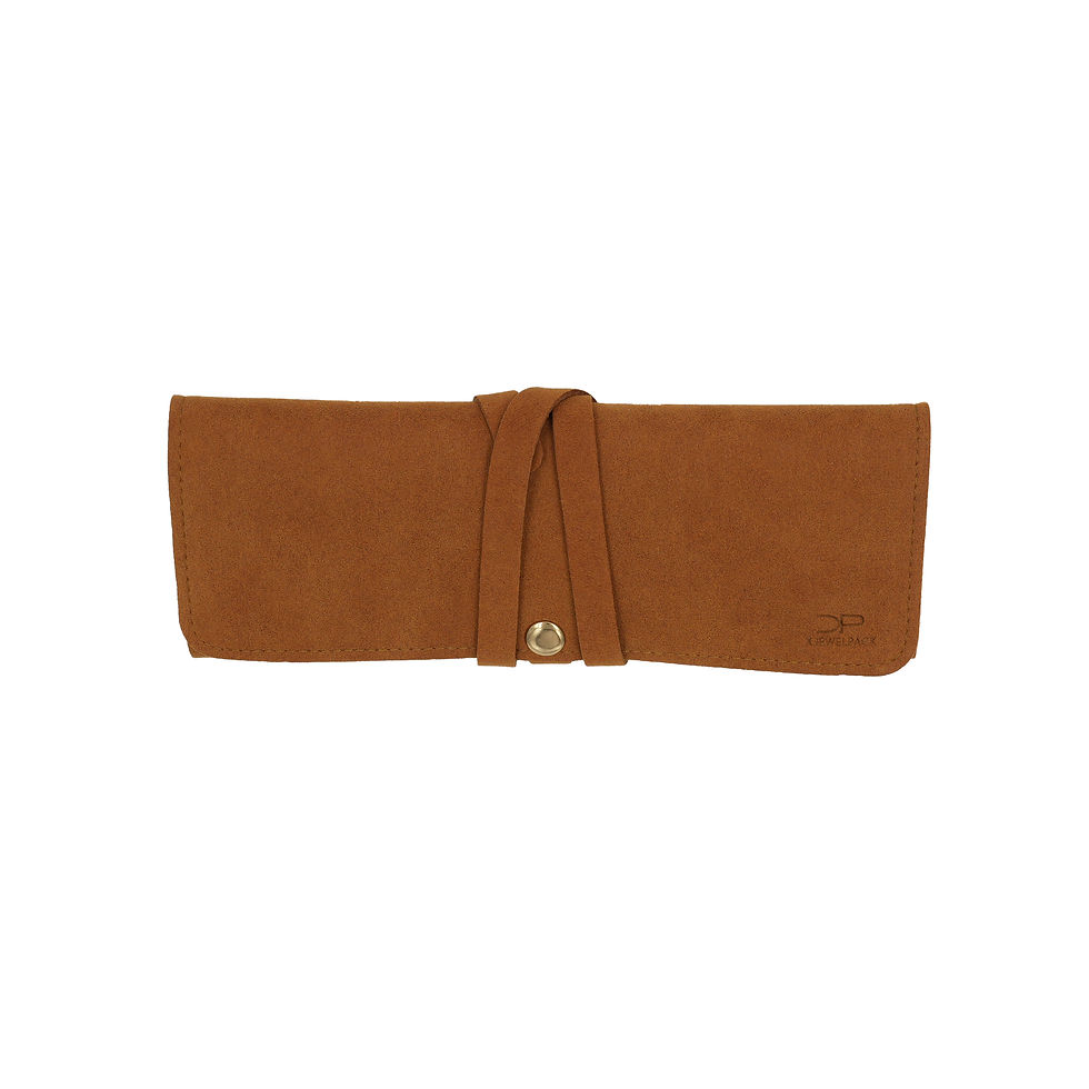 Thumbnail: Suede Jewelry Travel Roll Organizer for Rings, Necklaces & Earrings