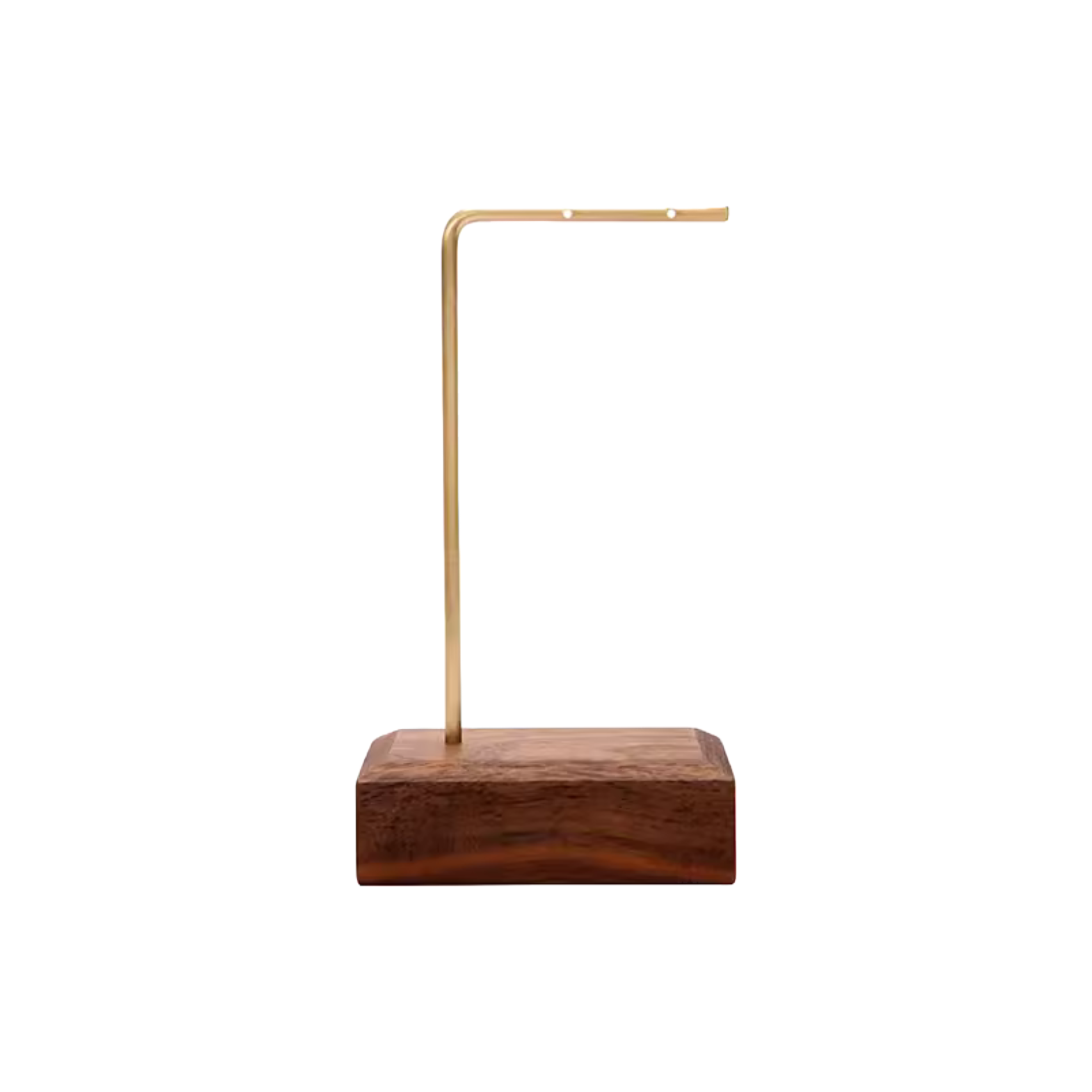 Walnut Wood Metal L-shaped Jewelry Display Stand Earrings and Drops