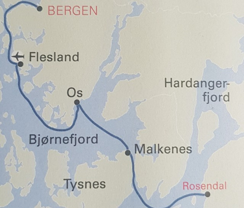 MAPA PASSEIO CRUZEIRO BERGEN ROSENDAL