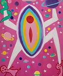Béatrice Brunacchi, Die Vulva Kriegerin, Acryl & Graffiti auf 90x130 Leinwand