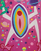 Béatrice Brunacchi, Die Vulva Kriegerin, Acryl & Graffiti auf 90x130 Leinwand